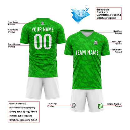 Custom Green Black Soccer Uniform Jersey Kids Adults Personalized Set Jersey Shirt