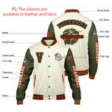 Custom Cream Olive Green Varsity Jackets for Men Women Youth Personalized Letterman Jackets