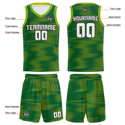 Custom Green Reversible Basketball Suit for Adults and Kids Personalized Jersey