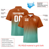 Custom Brown Cyan Football Gradient Polo Shirts  Add Your Unique Logo/Name/Number
