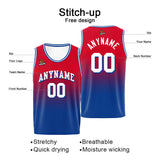 Custom Basketball Jersey Personalized Stitched Team Name Number Logo Royal&Red