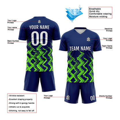 Custom Navy Neon Green Uniform Jersey Kids Adults Personalized Set Jersey Shirt