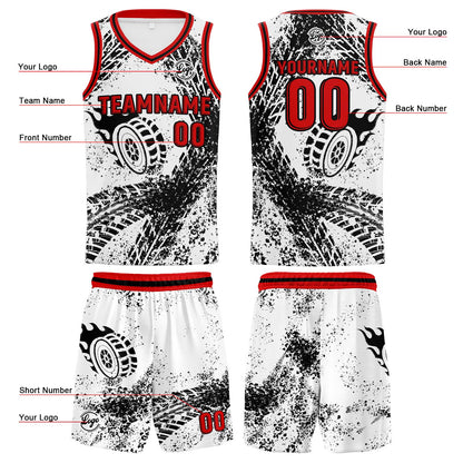 Custom White Black Red Basketball Jersey Uniform Suit Printed Your Logo Name Number