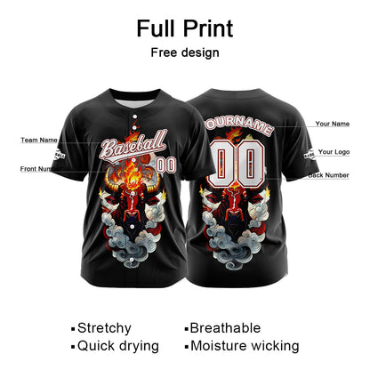 Custom Black Button Down Baseball Jersey for Men Women Adult Youth Print Name Number Logo