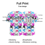 Custom White Pink Button Down Baseball Jersey for Men Women Adult Youth Print Name Number Logo