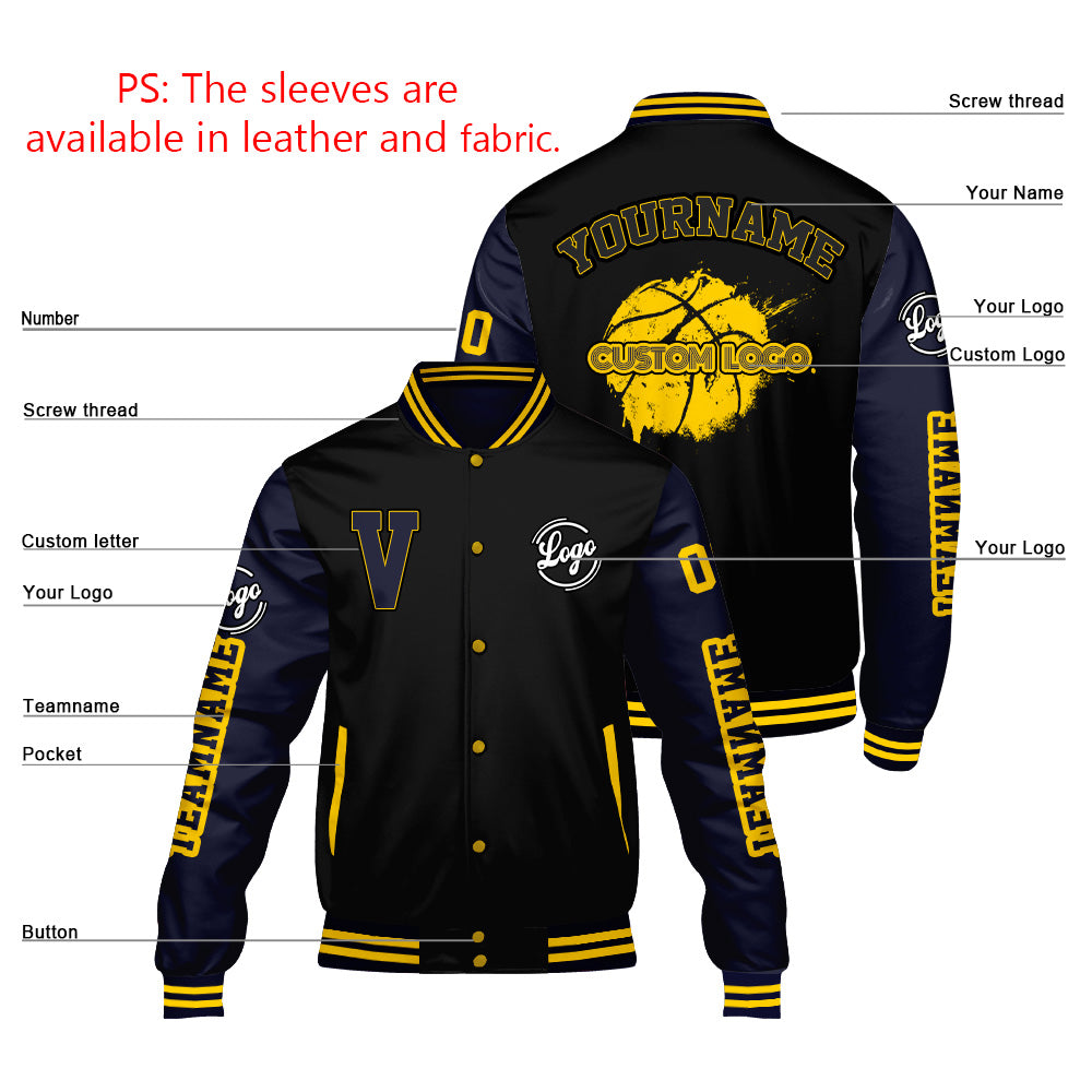 Custom Black Dull Blue Varsity Jackets for Men Women Youth Personalized Letterman Jackets