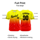 Custom Full Print Design  Baseball Jersey Yellow&Red