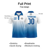 Custom White Blue Football Polo Shirts  Add Your Unique Logo/Name/Number