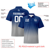 Custom Navy Grey Football Gradient Polo Shirts  Add Your Unique Logo/Name/Number