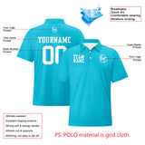 Custom Cyan White Football Polo Shirts  Add Your Unique Logo/Name/Number