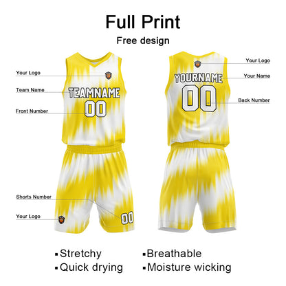 Custom Yellow Reversible Basketball Suit for Adults and Kids Personalized Jersey