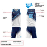 Custom Navy White Reversible Basketball Suit for Adults and Kids Personalized Jersey