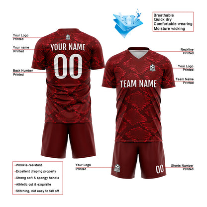 Custom Dark Red Uniform Jersey Kids Adults Personalized Set Jersey Shirt