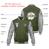 Custom Olive Green Grey Varsity Jackets for Men Women Youth Personalized Letterman Jackets