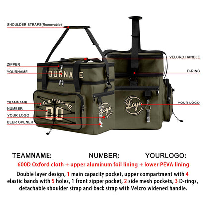 Portable Double Layer Cooler Bag - Waterproof Insulated Picnic Tote for Camping & Family Outings Army Green Black