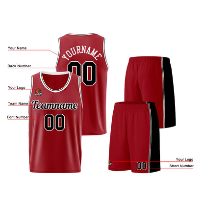 Custom Burgundy Black Basketball Jersey for Men Women Adult Youth Stitched Name Number Logo