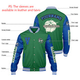 Custom Grass Green Color Blue  Varsity Jackets for Men Women Youth Personalized Letterman Jackets