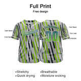 Custom Gray Green Button Down Baseball Jersey for Men Women Adult Youth Print Name Number Logo