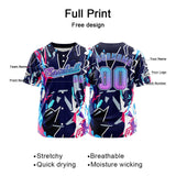 Custom Dark Blue Button Down Baseball Jersey for Men Women Adult Youth Print Name Number Logo