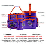 Custom Purple Orange All-Over Print Double Layer Insulated Cooler Bag - Waterproof 600D Oxford Picnic Tote for Team Events & Outdoor BBQ