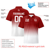 Custom Burgundy White Football Gradient Polo Shirts  Add Your Unique Logo/Name/Number