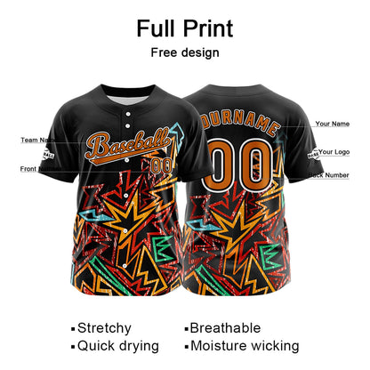 Custom Black Orange Button Down Baseball Jersey for Men Women Adult Youth Print Name Number Logo