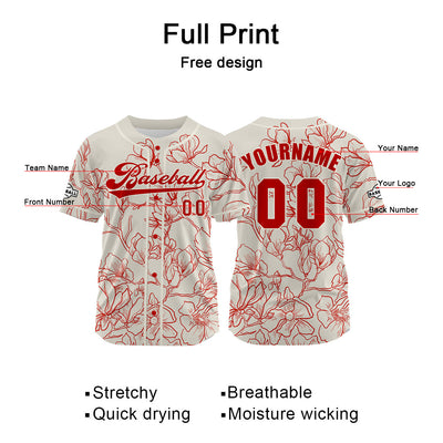 Custom Beige Baseball Jersey Print Personalized Name, Number and Logo