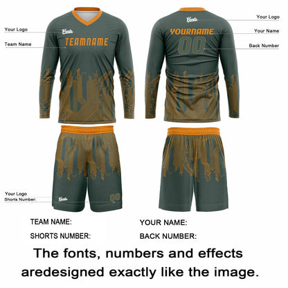 Custom Green Orange Basketball Soccer Football Shooting Long T-Shirt for Adults and Kids