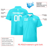 Custom Cyan White Football Polo Shirts  Add Your Unique Logo/Name/Number