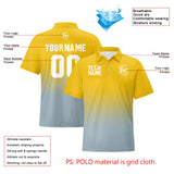 Custom Yellow Grey Football Gradient Polo Shirts  Add Your Unique Logo/Name/Number