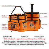 Custom Orange Black All-Over Print Double Layer Insulated Cooler Bag - Waterproof 600D Oxford Picnic Tote for Team Events & Outdoor BBQ