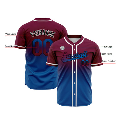 Custom Gradient Baseball Jerseys Personalized Name Number Logo