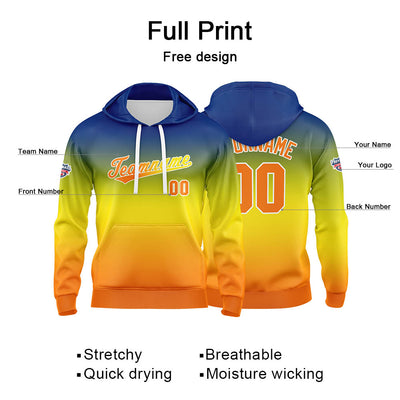 Custom Gradient Hoodie For Man Woman Girl Boy Print Your Logo Name Number Gelb Orange