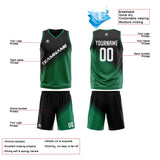 Custom Black Green Reversible Basketball Suit for Adults and Kids Personalized Jersey