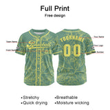 Custom Green Yellow Baseball Jersey Print Personalized Name, Number and Logo