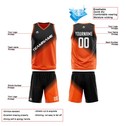 Custom Black Orange Reversible Basketball Suit for Adults and Kids Personalized Jersey