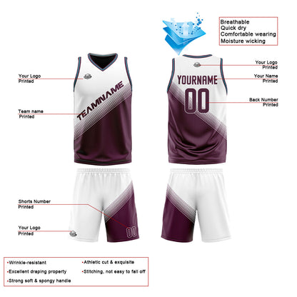 Custom White Purple Reversible Basketball Suit for Adults and Kids Personalized Jersey
