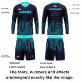 Custom Dark Blue Cyan Basketball Soccer Football Shooting Long T-Shirt for Adults and Kids