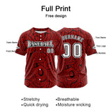 Custom Red Button Down Baseball Jersey for Men Women Adult Youth Print Name Number Logo