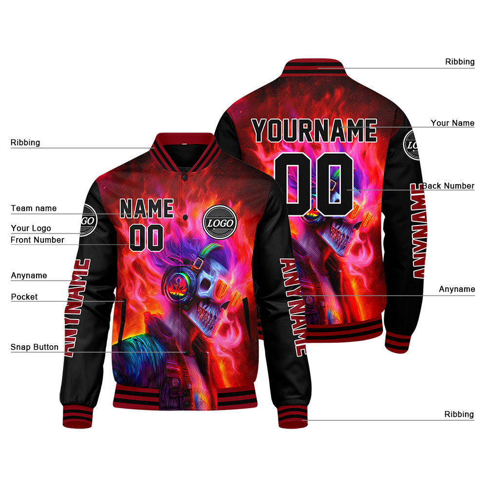 Custom Red Black Varsity Jackets for Men Women Youth Personalized Letterman Jackets