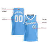 Custom Light Blue White Basketball Jersey for Men Women Adult Youth Stitched Name Number Logo