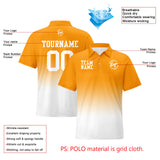 Custom Orange White Football Gradient Polo Shirts  Add Your Unique Logo/Name/Number