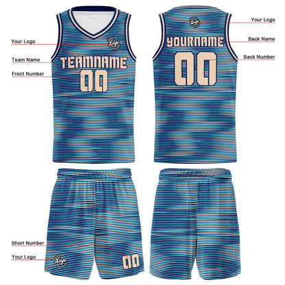 Custom Navy Cream Reversible Basketball Suit for Adults and Kids Personalized Jersey