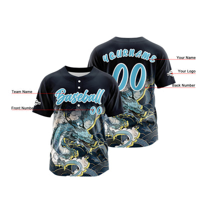 Custom Deep Blue Button Down Baseball Jersey for Men Women Adult Youth Print Name Number Logo