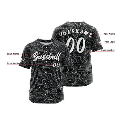 Custom Black Button Down Baseball Jersey for Men Women Adult Youth Print Name Number Logo