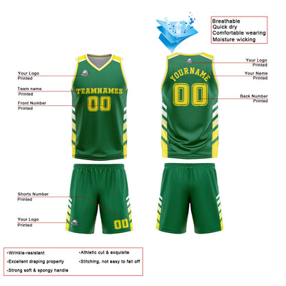 Custom Green Yellow Basketball Jersey Uniform Suit Printed Your Logo Name Number