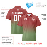 Custom Jujube Red Green Football Gradient Polo Shirts  Add Your Unique Logo/Name/Number