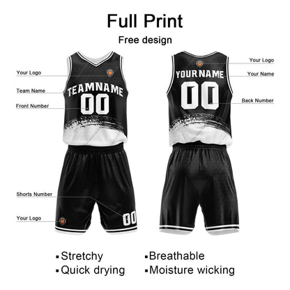 Custom Black White Basketball Jersey Uniform Suit Printed Your Logo Name Number