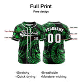 Custom Green Button Down Baseball Jersey for Men Women Adult Youth Print Name Number Logo