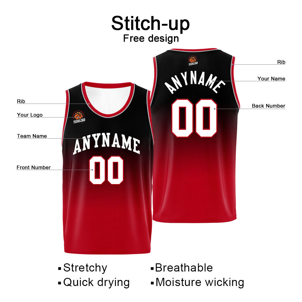 Custom Basketball Jersey Personalized Stitched Team Name Number Logo Black&Red